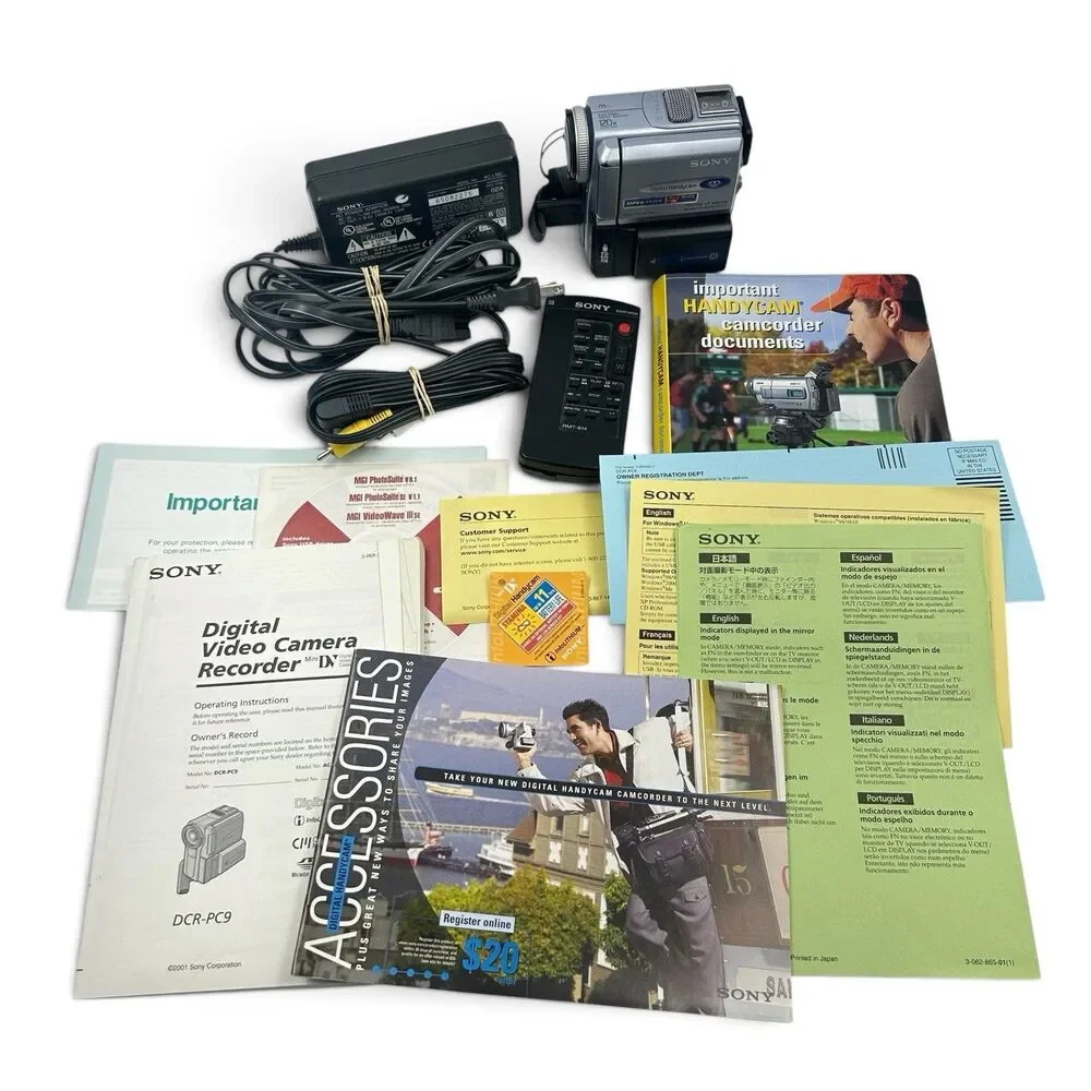 Sony Handycam DCR-PC9 NTSC MiniDV Camcorder Remote-Battery-Charger-Manual Plus +